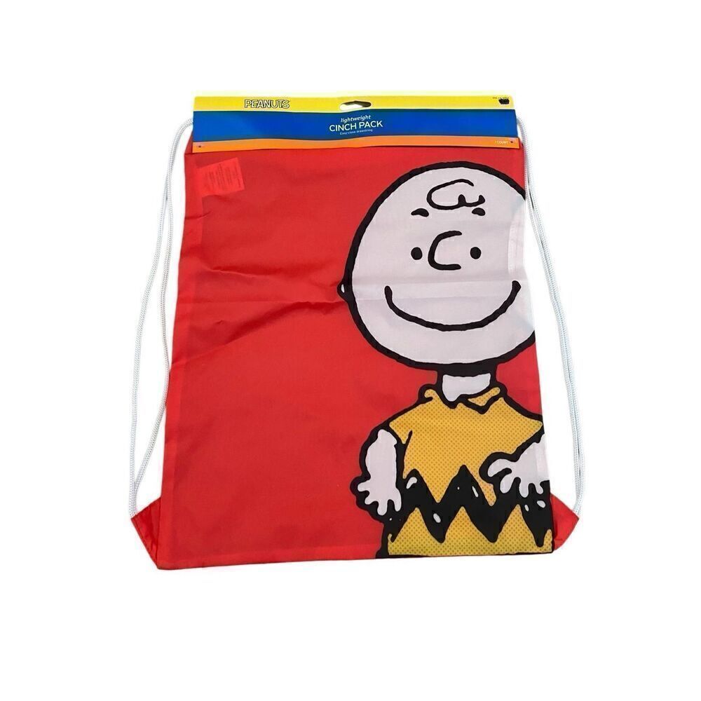 Nwt Peanuts Charlie Brown Cinch Pack Bag Drawstring Backpack Kids Travel